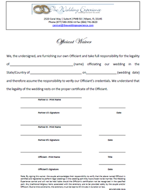 Own Officiant Waiver (Downloadable PDF) – All Ports